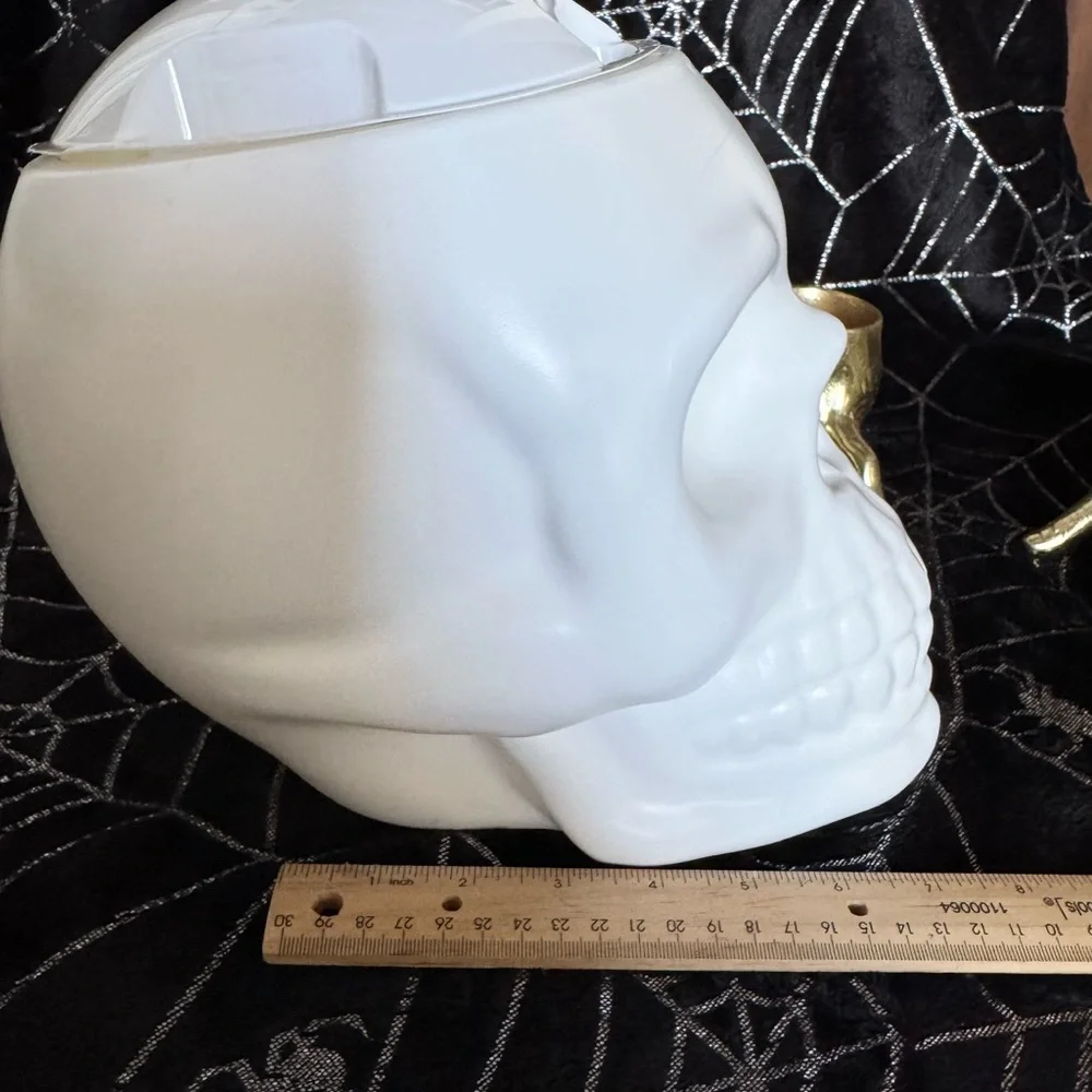 White‎ Skull Plastic Blow Mold Cookie Jar